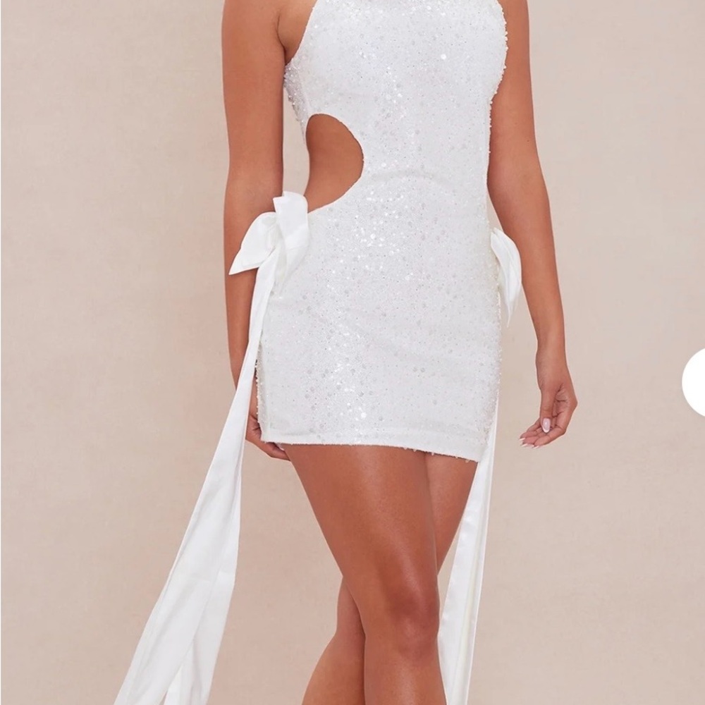 Fashion Nova White Sequin Mini Dress